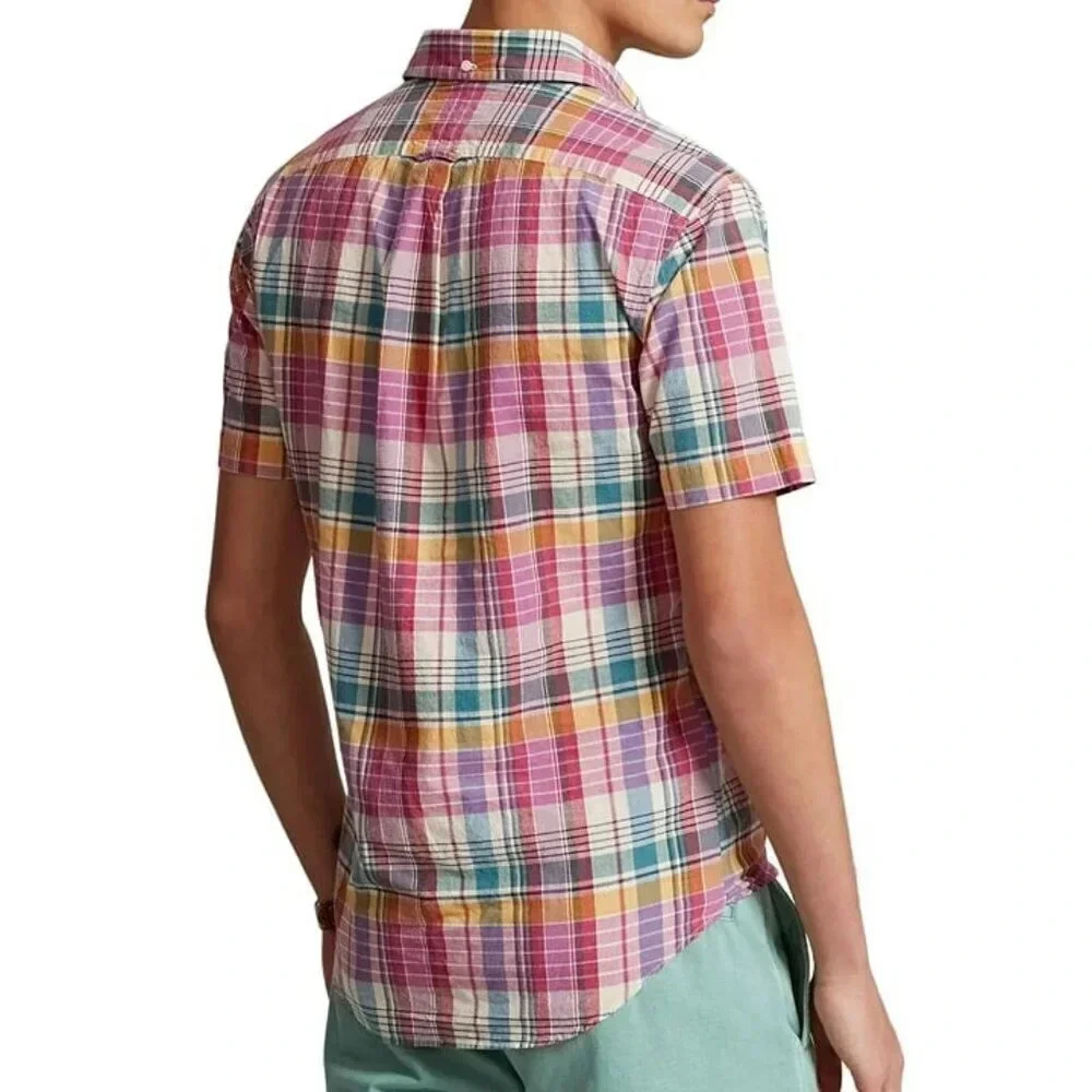 Polo Ralph Lauren Men's Classic Fit Madras Poplin Popover Shirt Size L MSRP $148